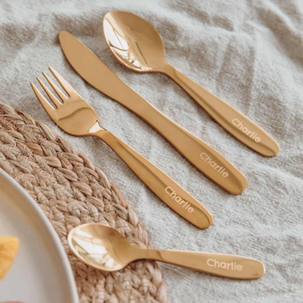 Kinderbestek met ster, maan en naam