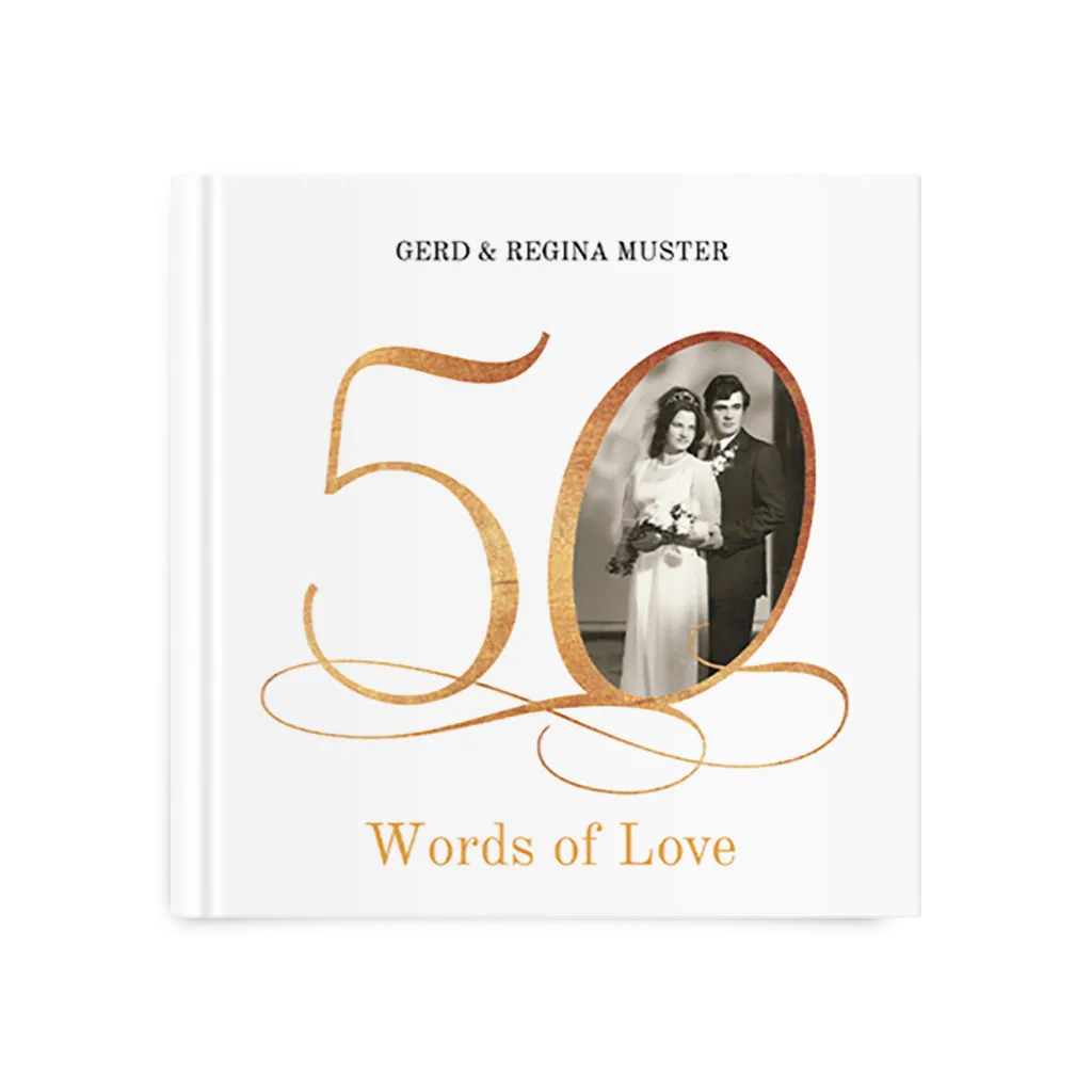 Schickes Gästebuch zur goldenen Hochzeit, quadratisch 30x30cm