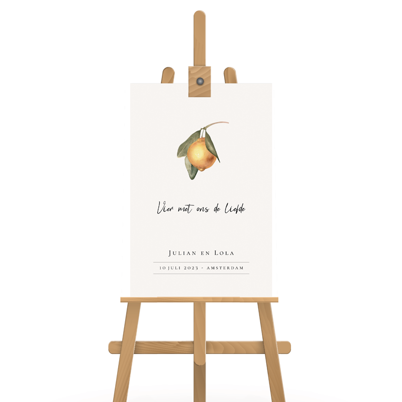 Welkomstbord bruiloft citroen