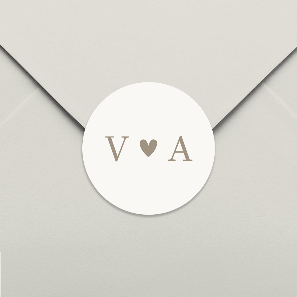 Aufkleber mit Initialen in Beige - 25 Stück