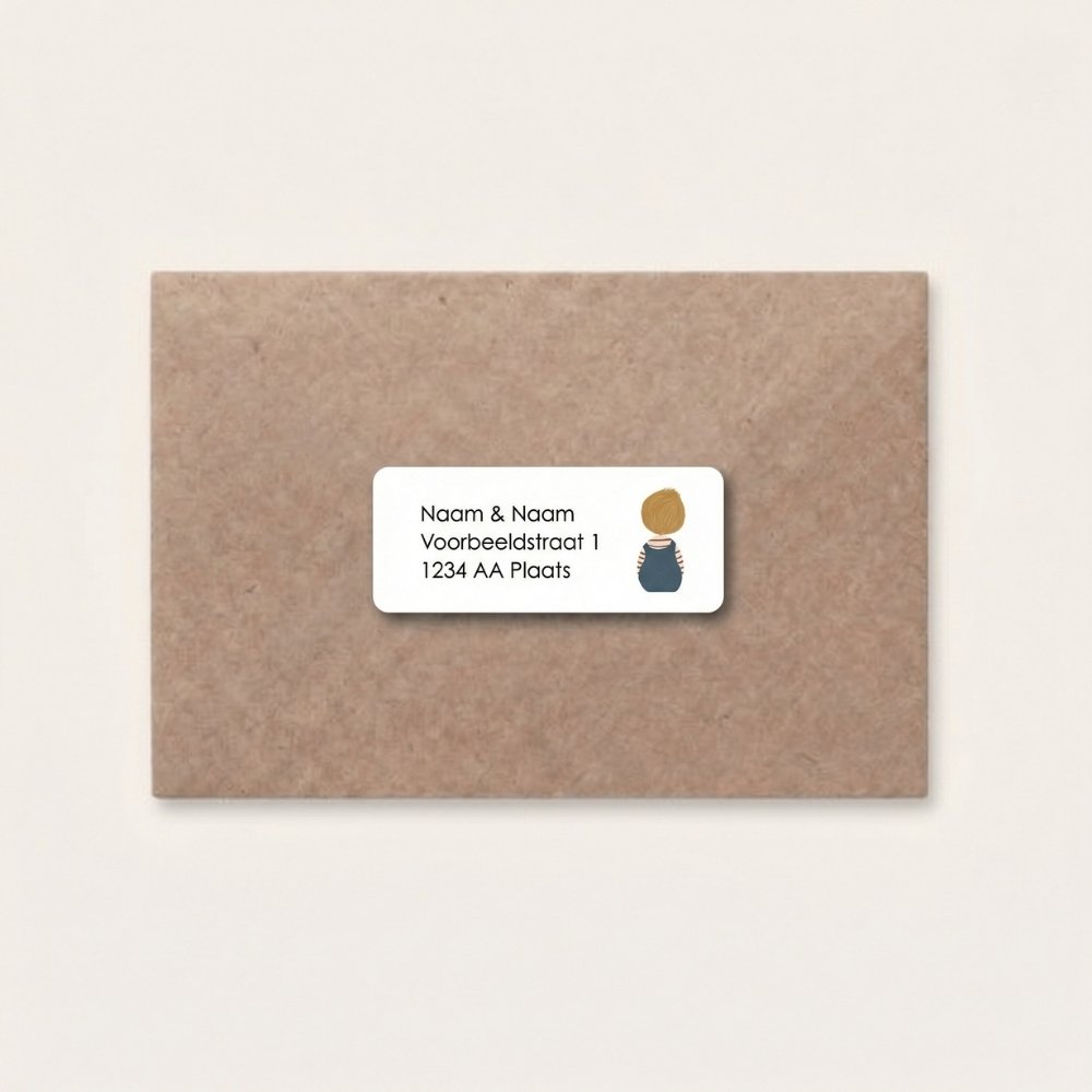 Adresstickers geboortekaartje blond jongetje