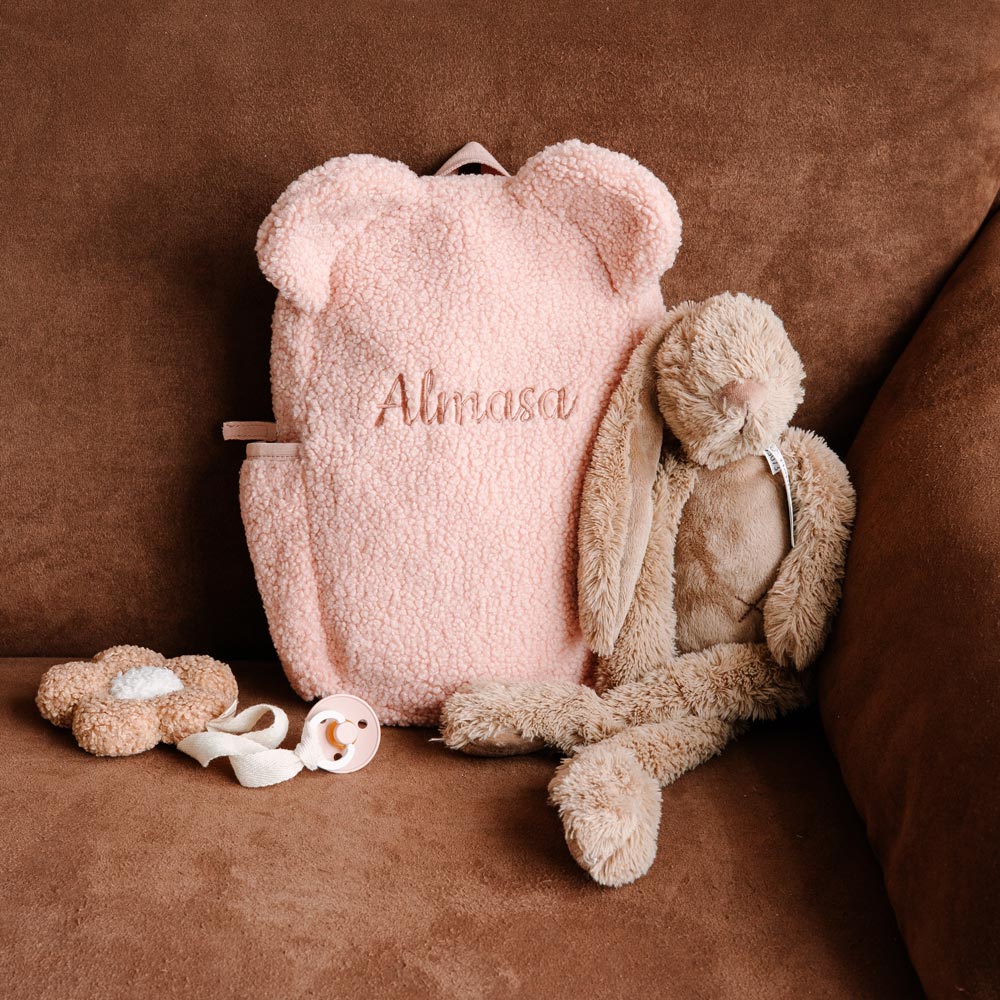 Teddy rugzak met naam en oortjes