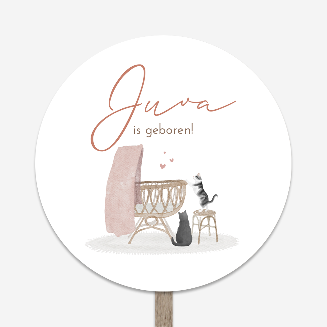 Tuinbord kat poes wiegje meisje