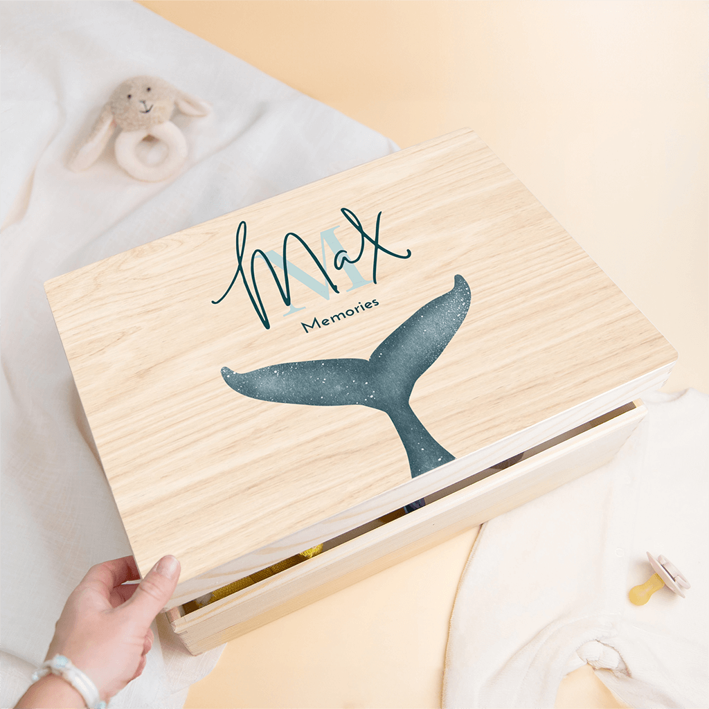 Houten bewaarkist walvis staart