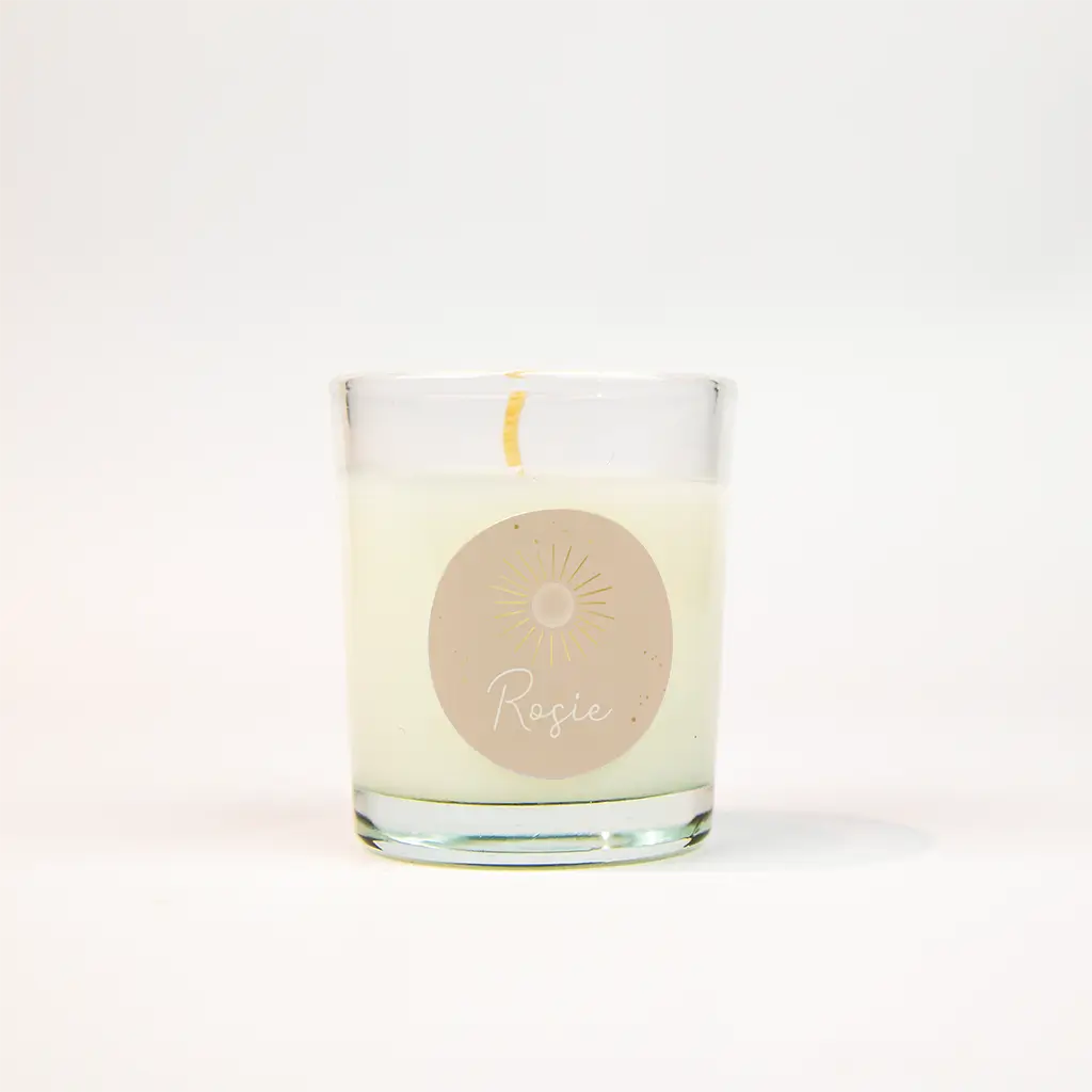 Naamsticker met goudfolie zon