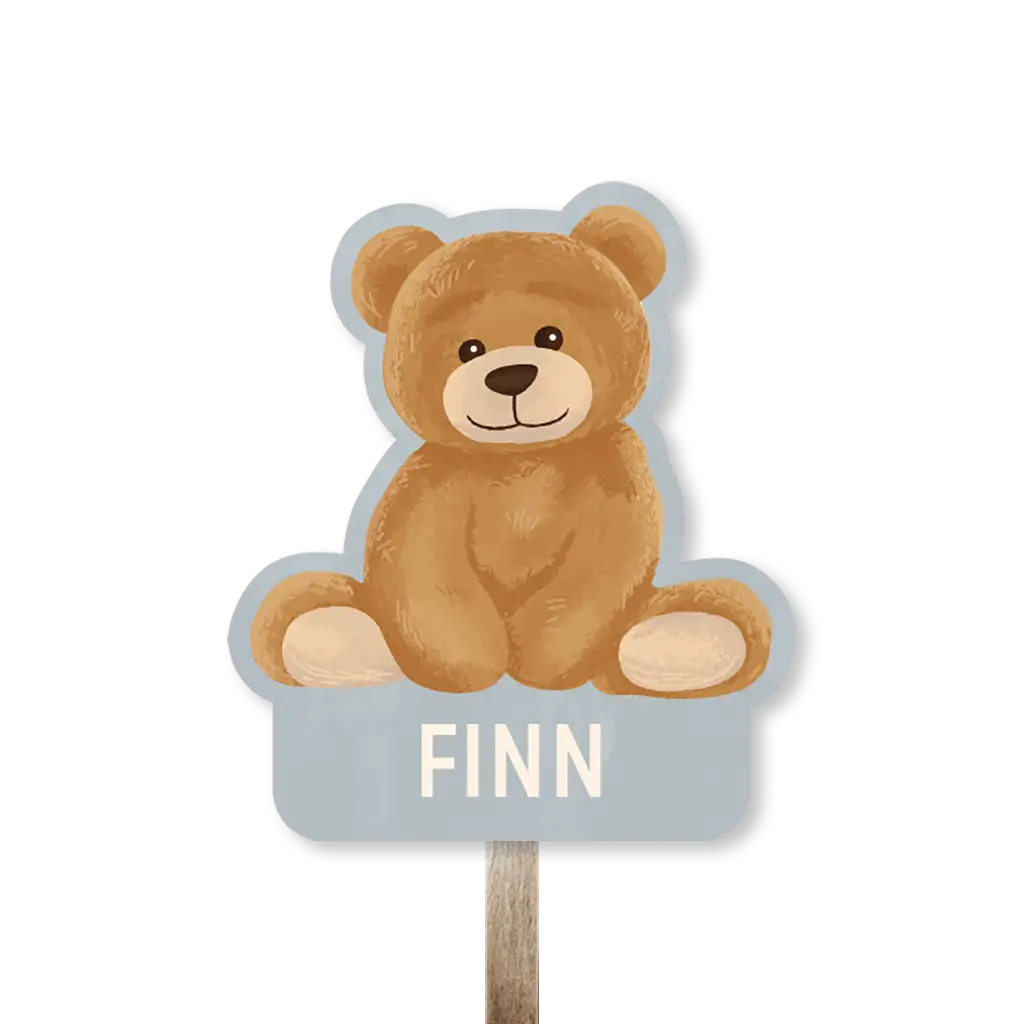 Tuinbord blauw in vorm van teddybeer