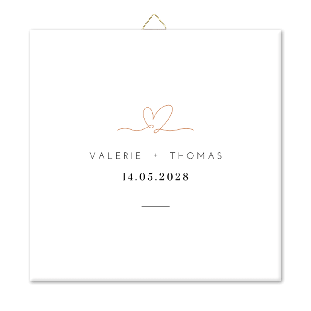 Hochzeitsfliese minimalistisch mit Herzchen in Strichzeichnung