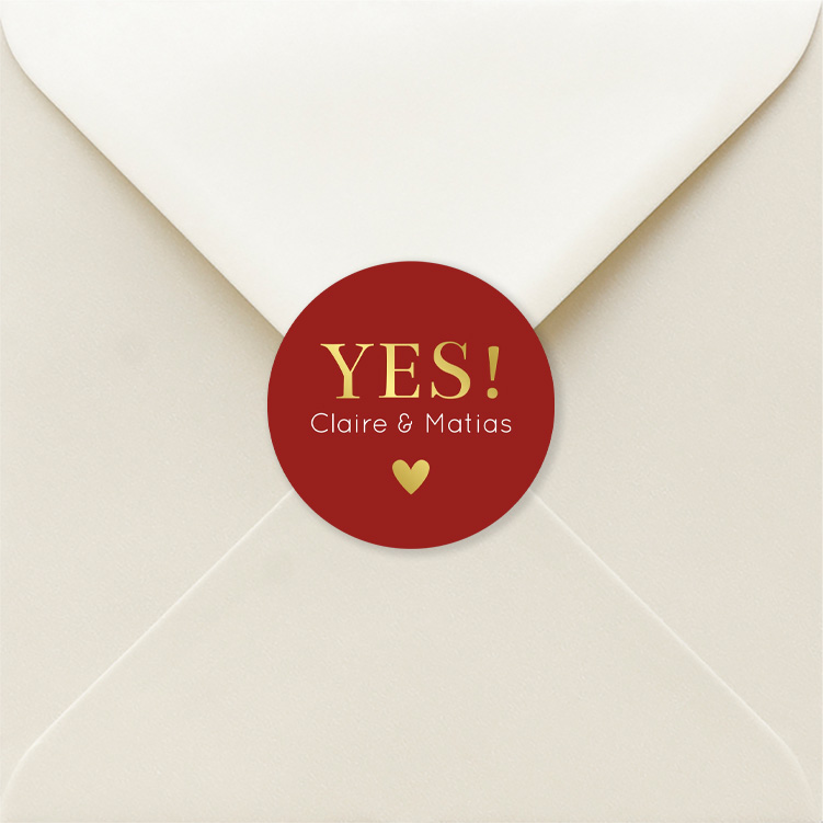Sluitzegels huwelijk rood rond goudfolie