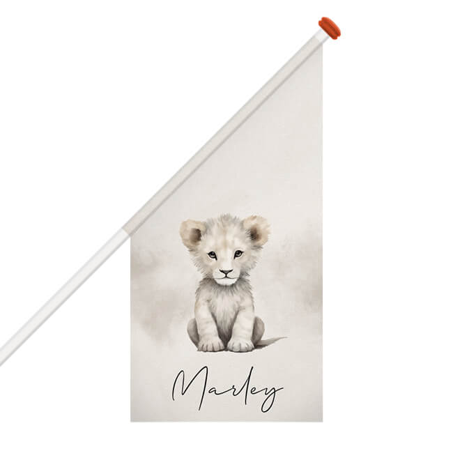 Geboortevlag met schattig leeuwtje