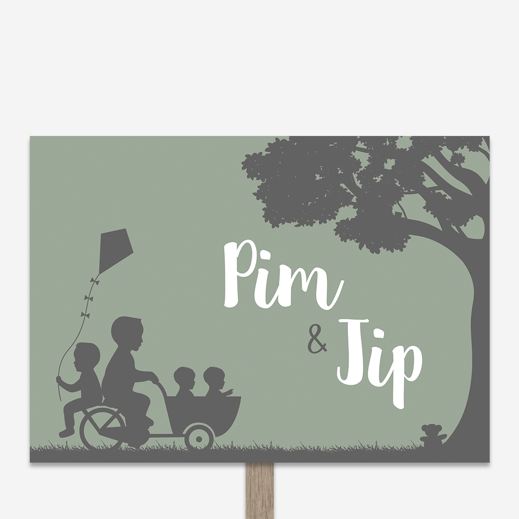 Geboortebord Tuinbord Tweeling Bakfiets Vlieger