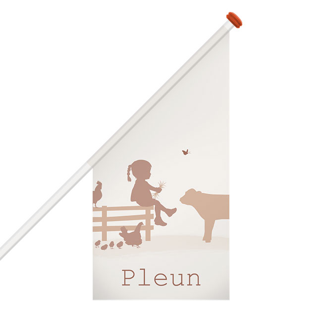 Boerderij geboortevlag met silhouet meisje en dieren