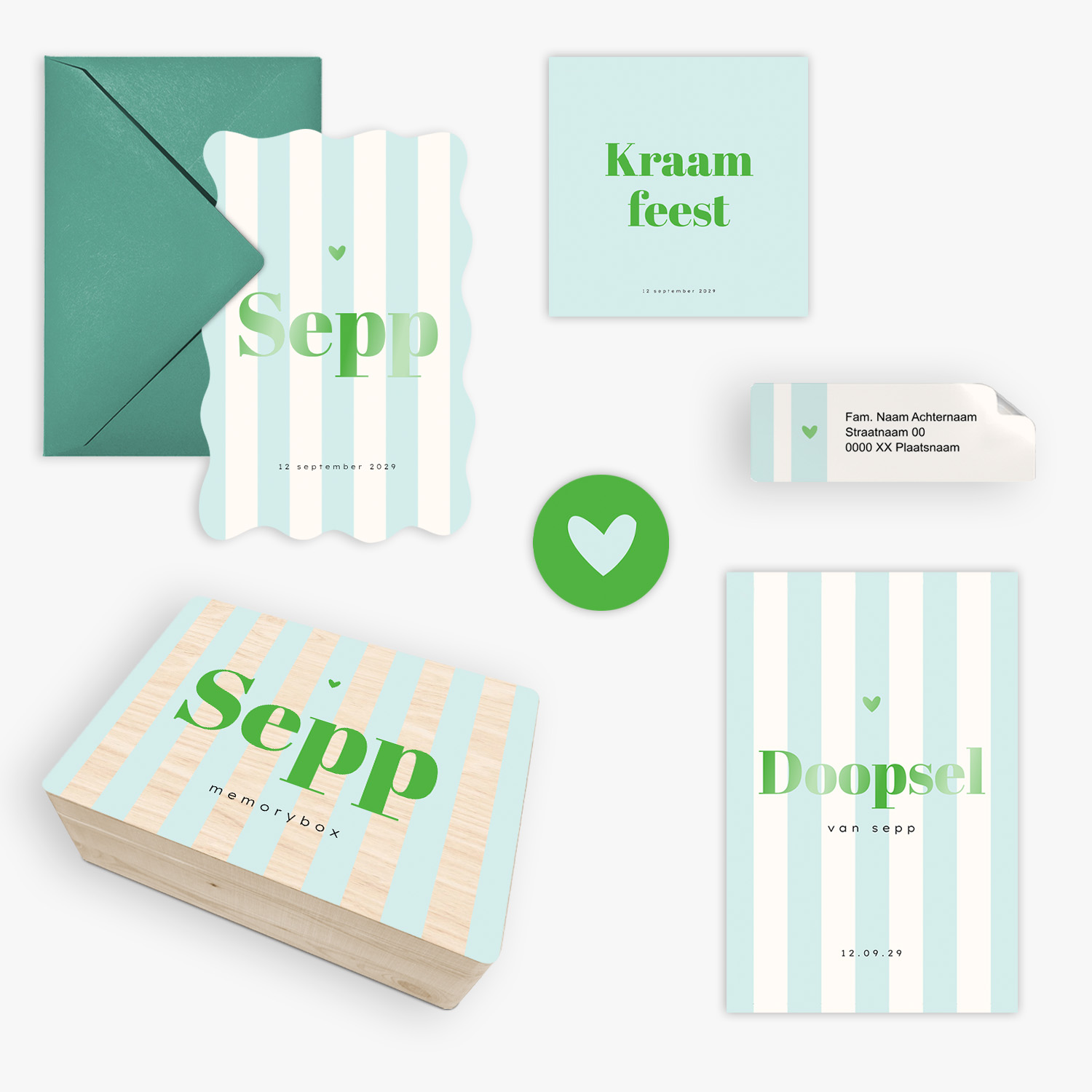 doorlink geboortekaartjes set playful stripes