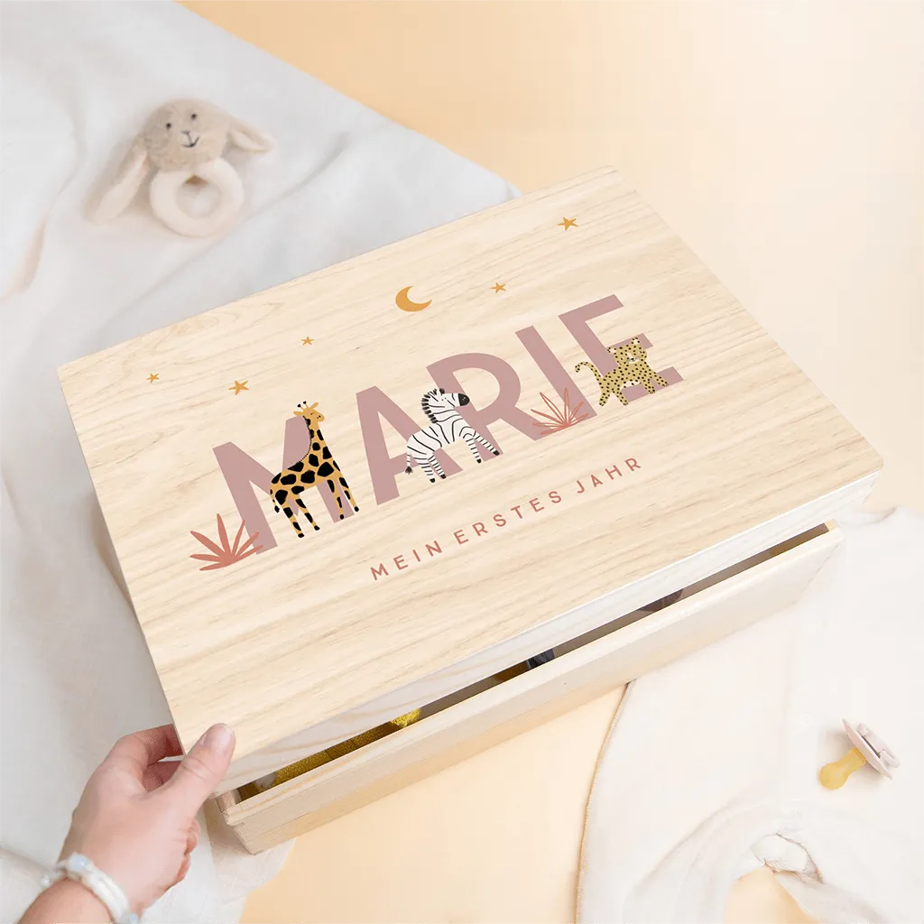 Schöne Erinnerungsbox mit Tier Illustrationen