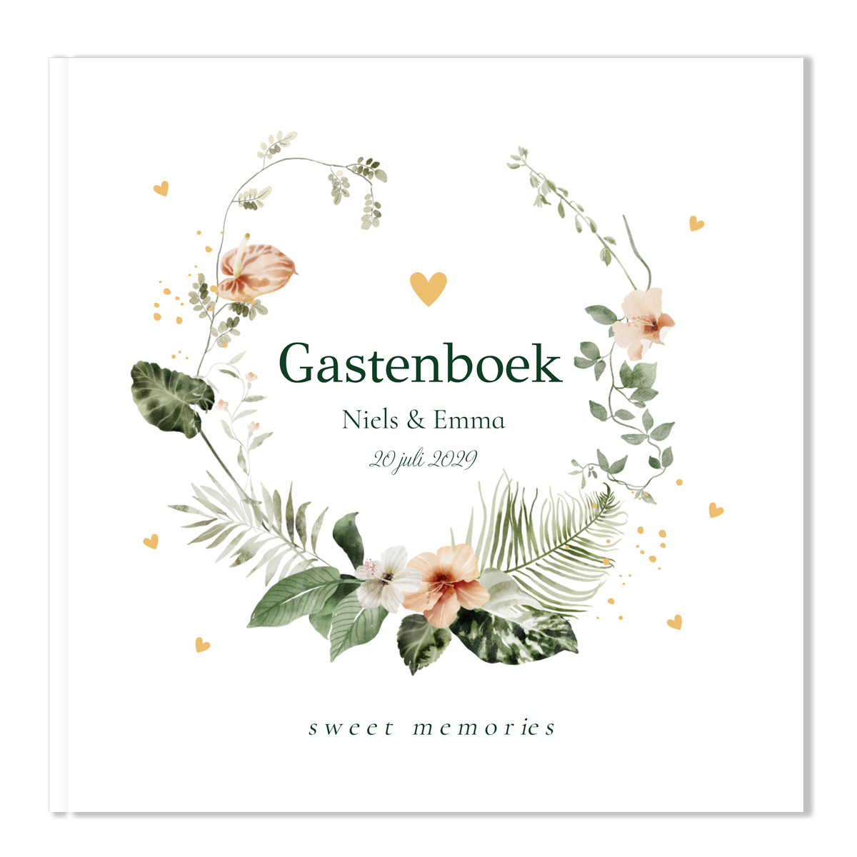 Gastenboek bruiloft tropisch bladeren groen