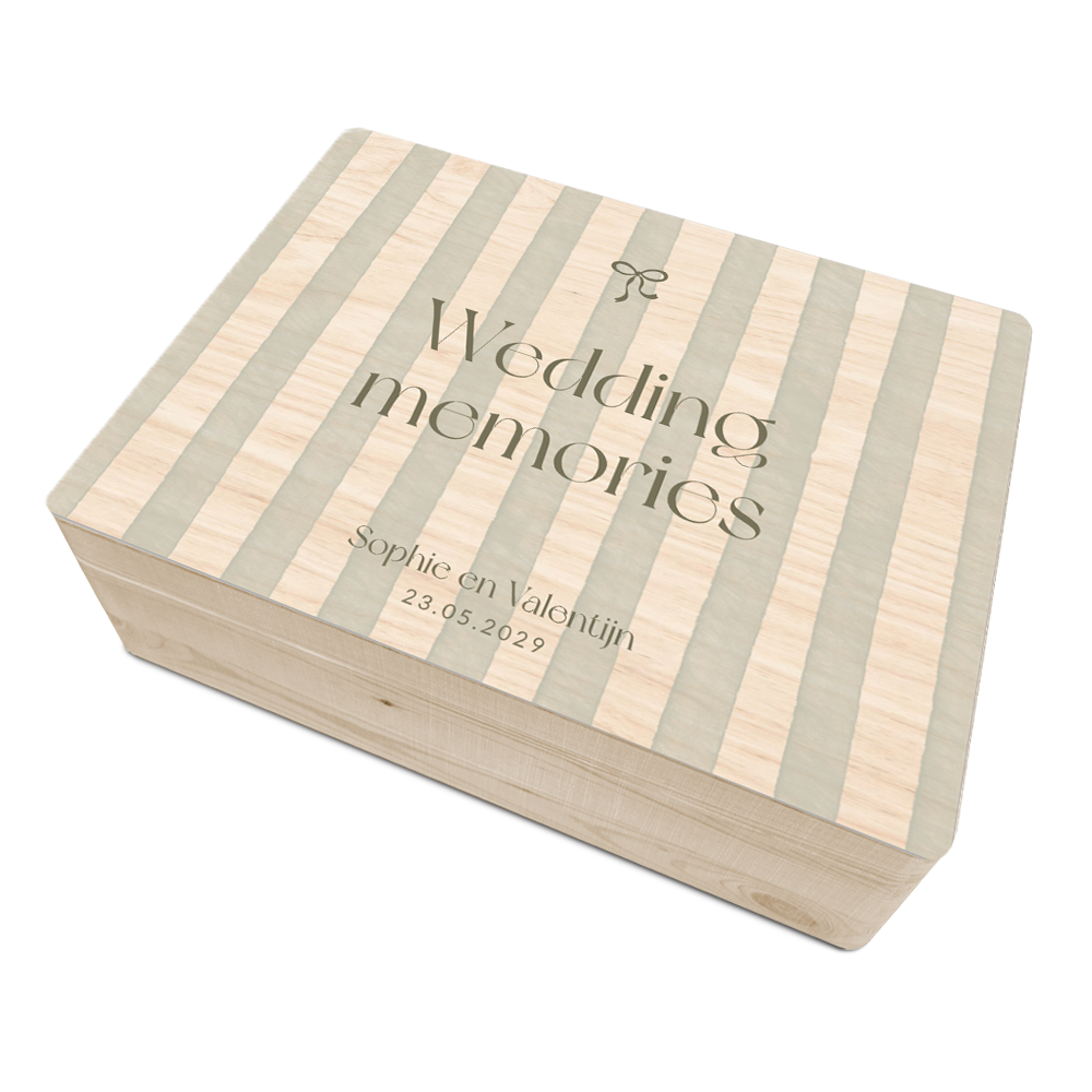 Wedding memories bewaardoos met strepen en strikje