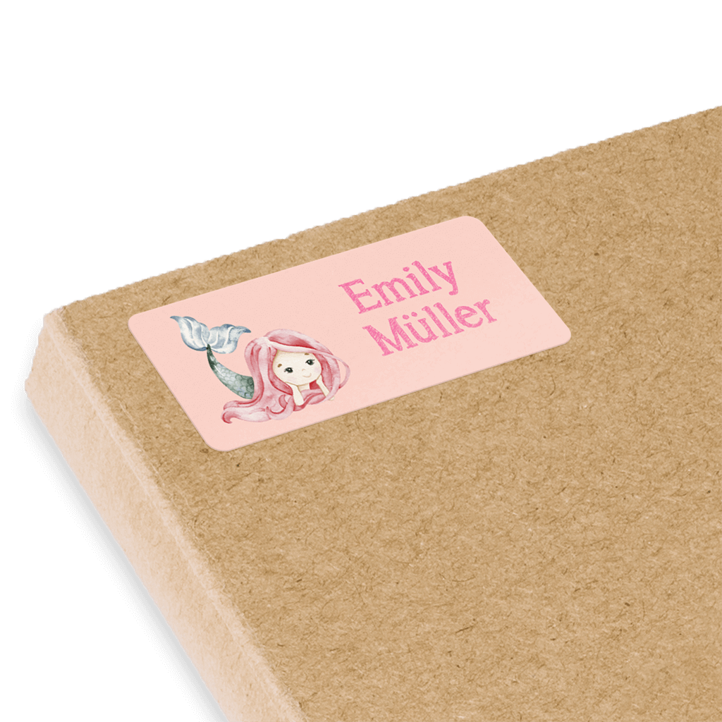 Namensaufkleber mit Meerjungfrau in Rosa 50x20 mm