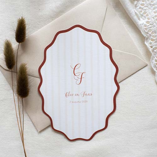 Trouwkaart ovaal sierlijke rand