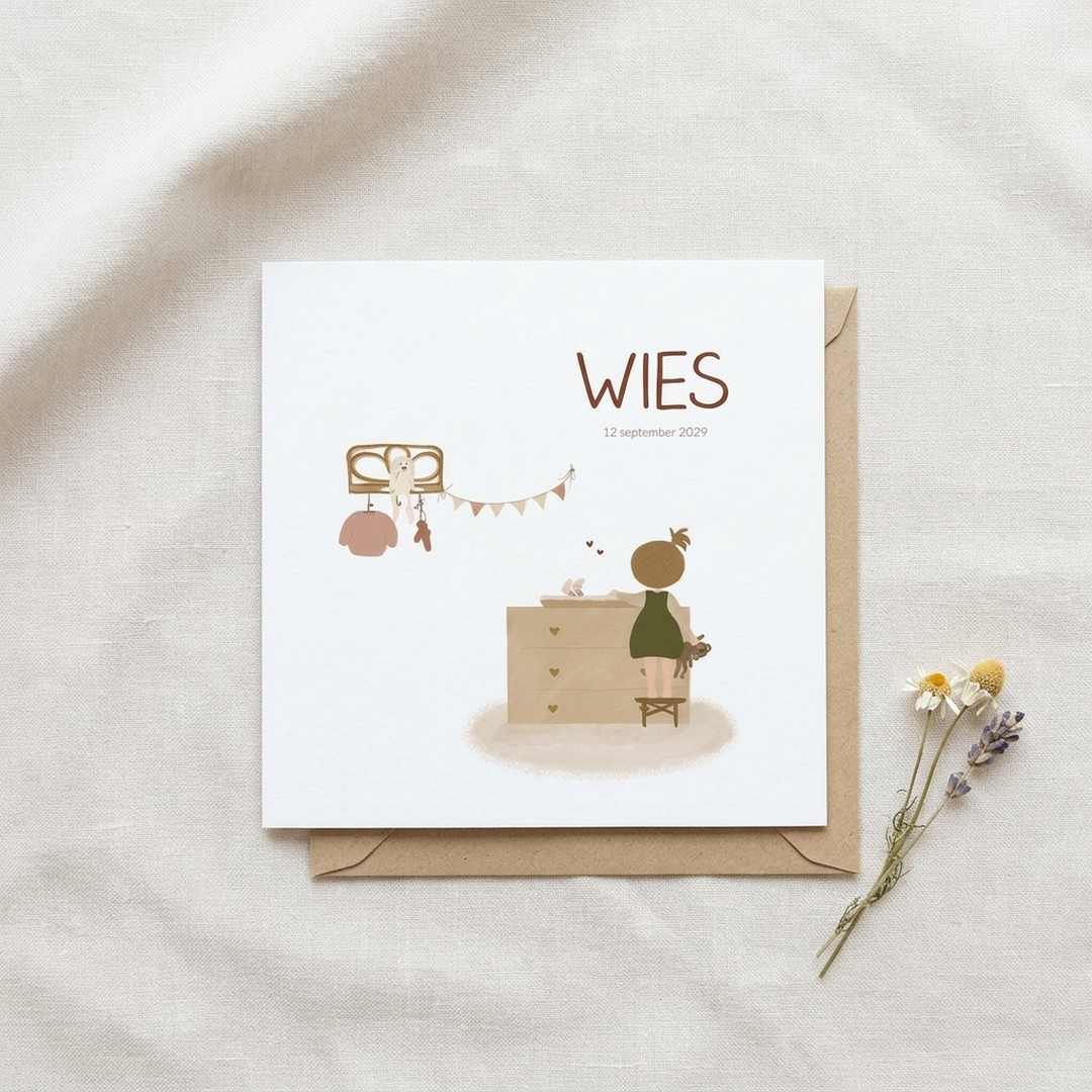 Geboortekaartje meisje zusje grote zus babykamer