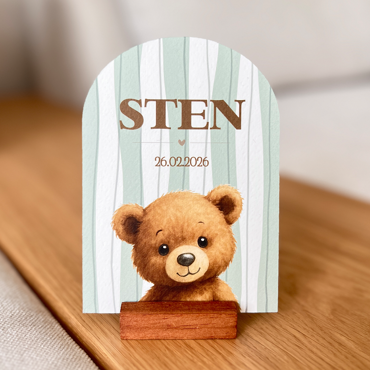 Geboortekaartje Boog Teddybeertje Strepen