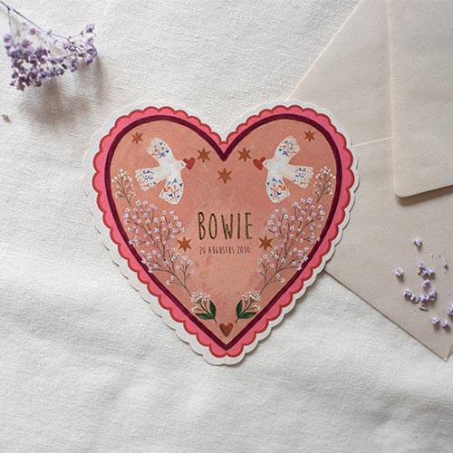 Geboortekaartje meisje folklore bloemen vogels