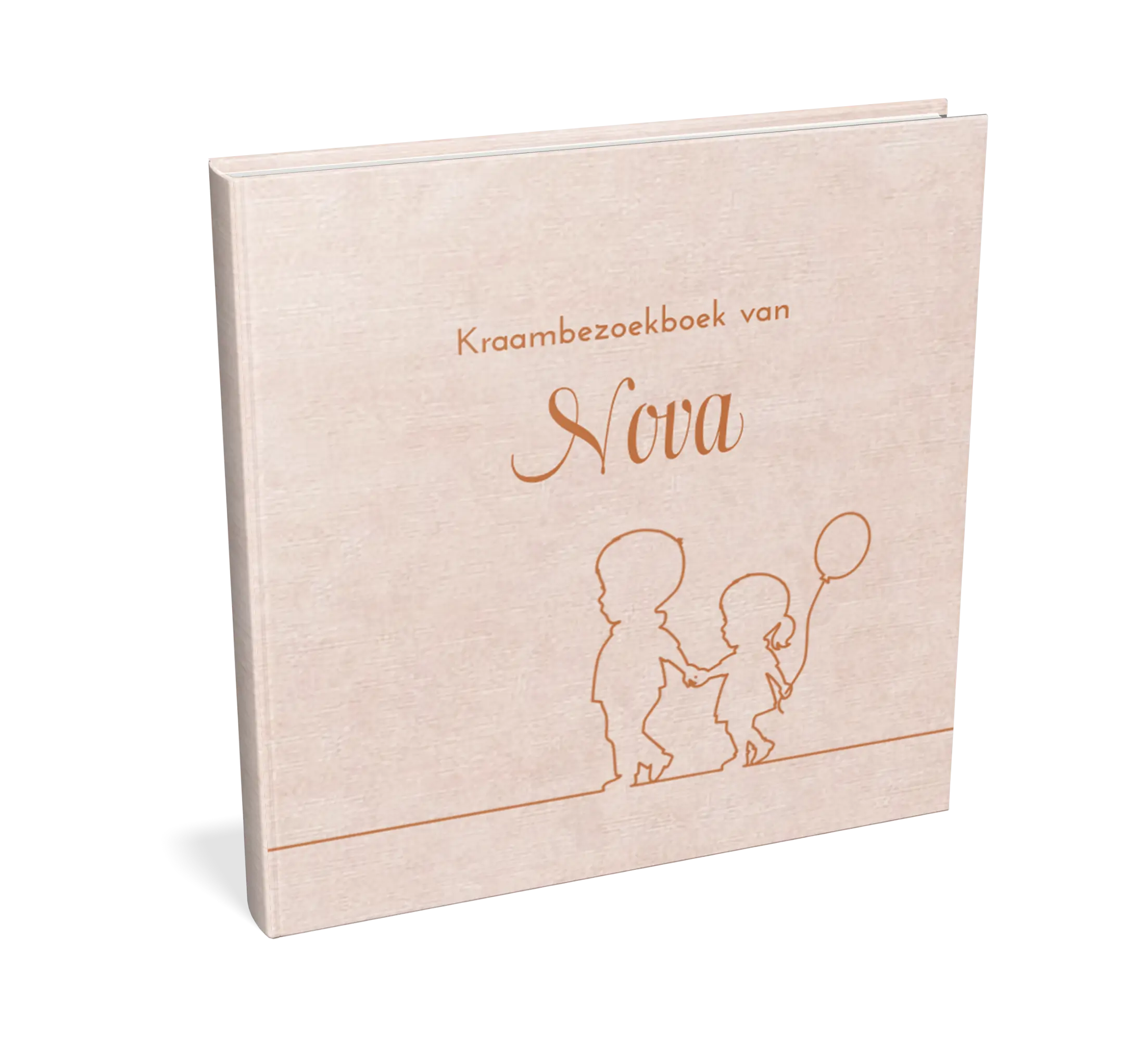 Kraambezoekboek roze zusje met lijntekening silhouetjes