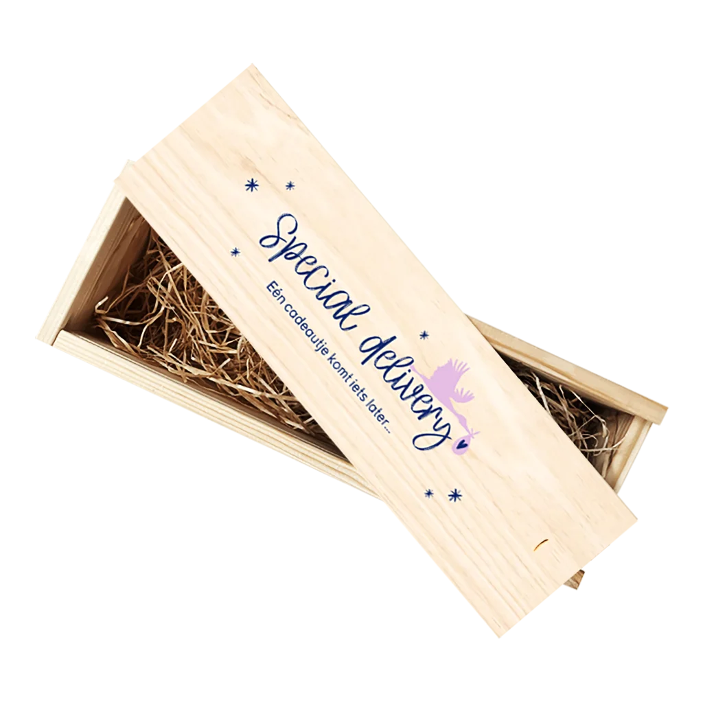 Gepersonaliseerde wijnkist zwangerschapsaankondiging kerst