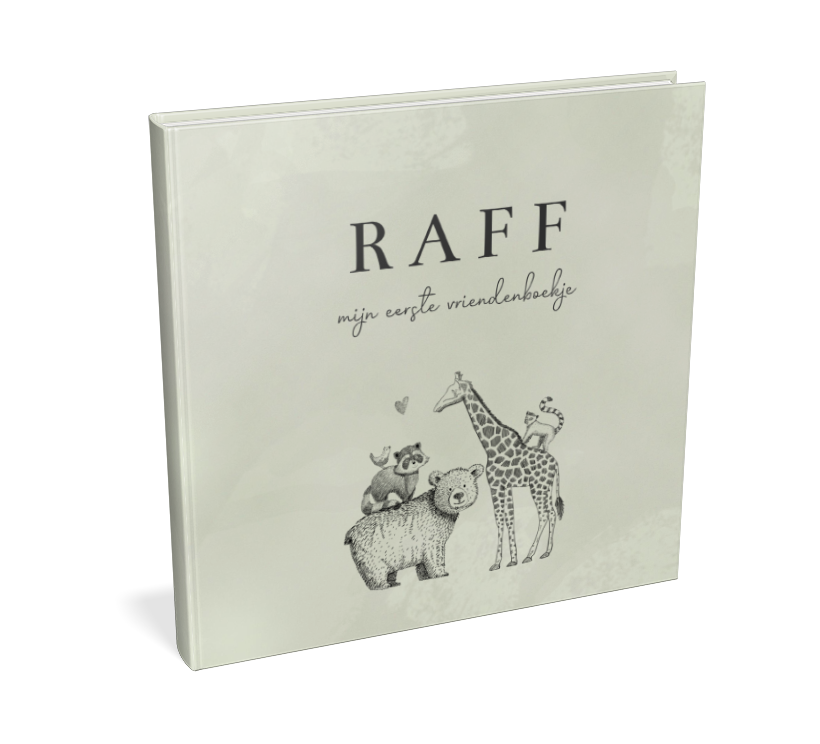 Groen kraambezoekboek met vrolijke dieren