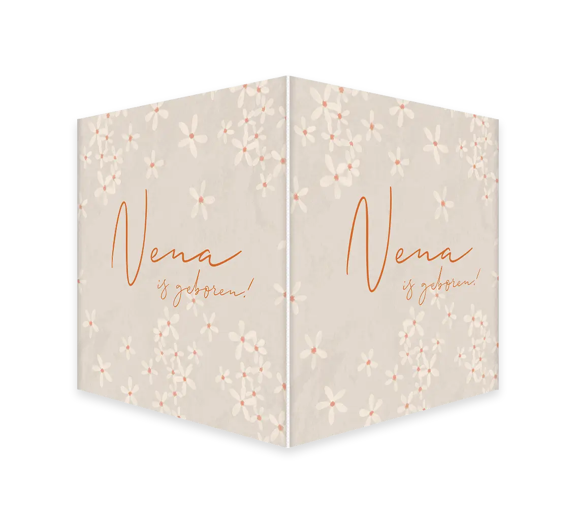 Geboortebord vierkant beige met bloemetjes