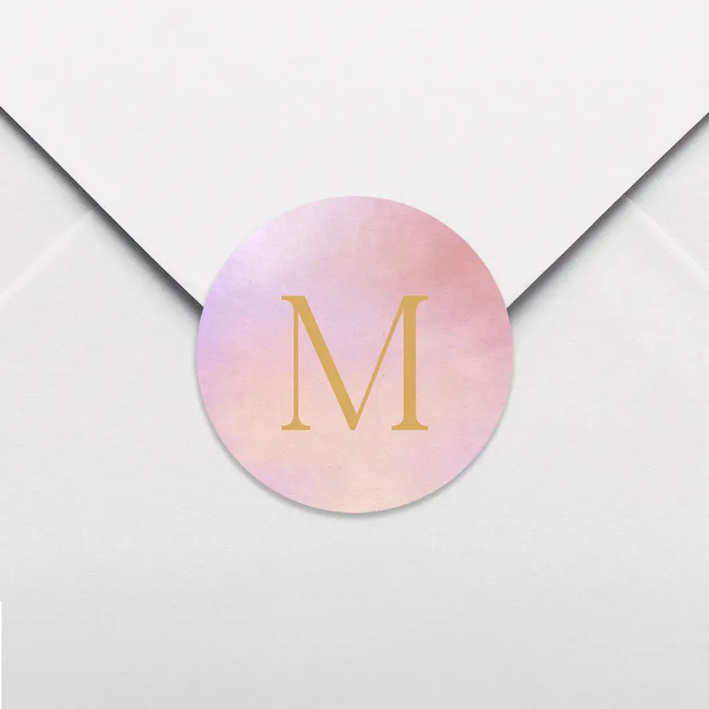 Sluitsticker roze met initiaal - per 25 stuks