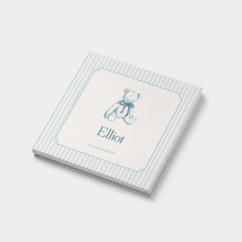 Kraambezoekboek klassiek voor jongen met teddybeer