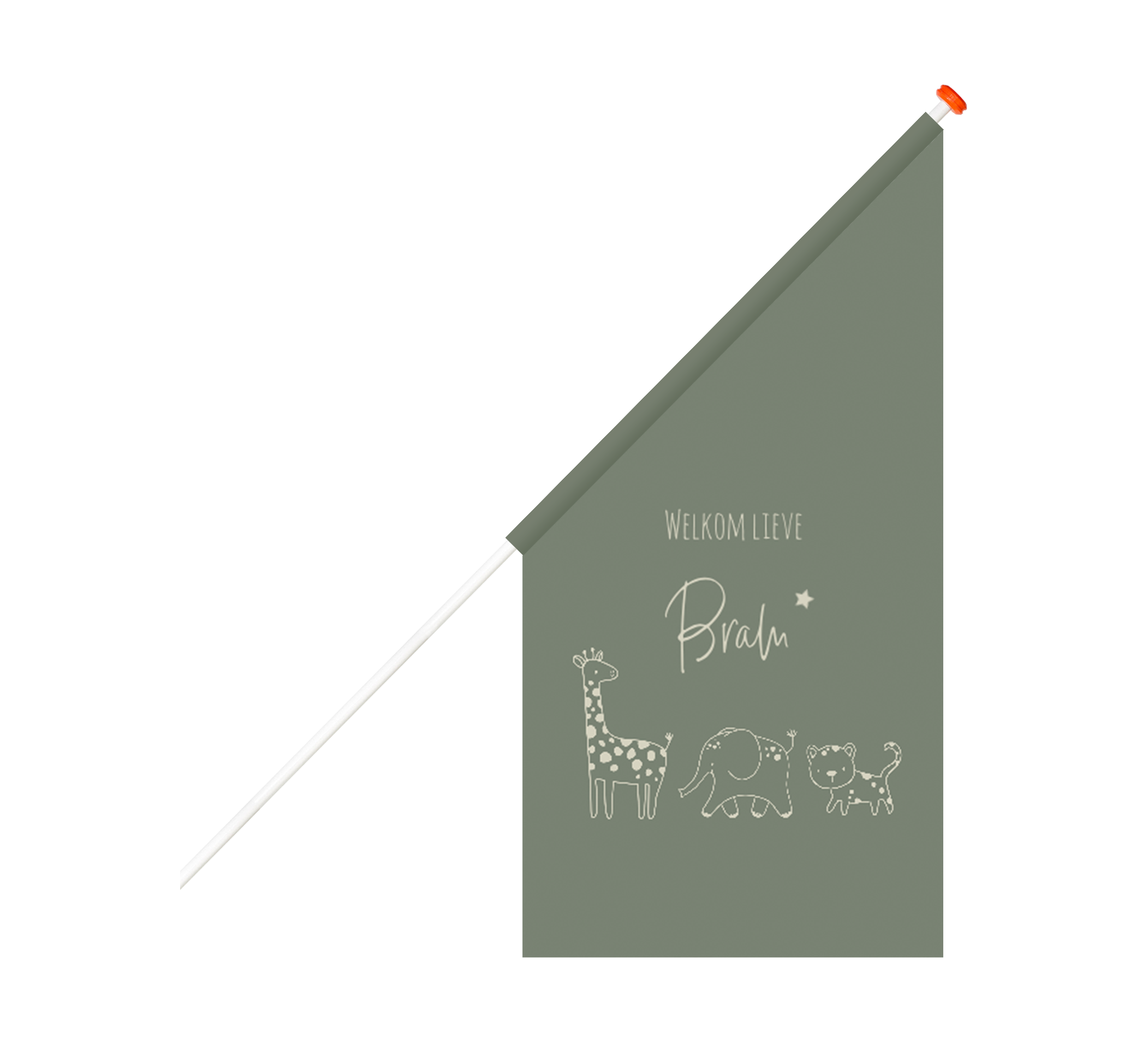 Geboortevlag groen met getekende jungledieren