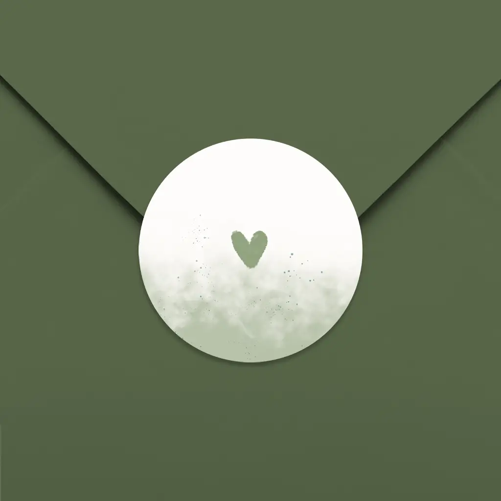 Sluitsticker groene watercolour met hartje - per 25 stuks