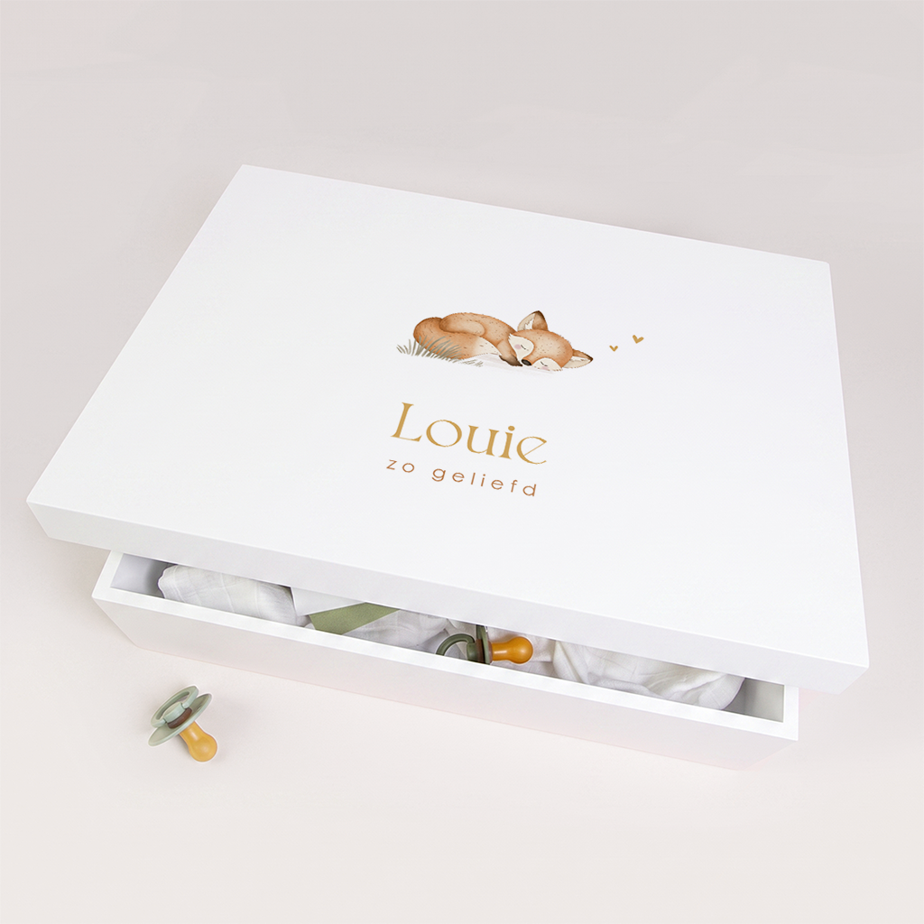 Memorybox wit met vosje en naam