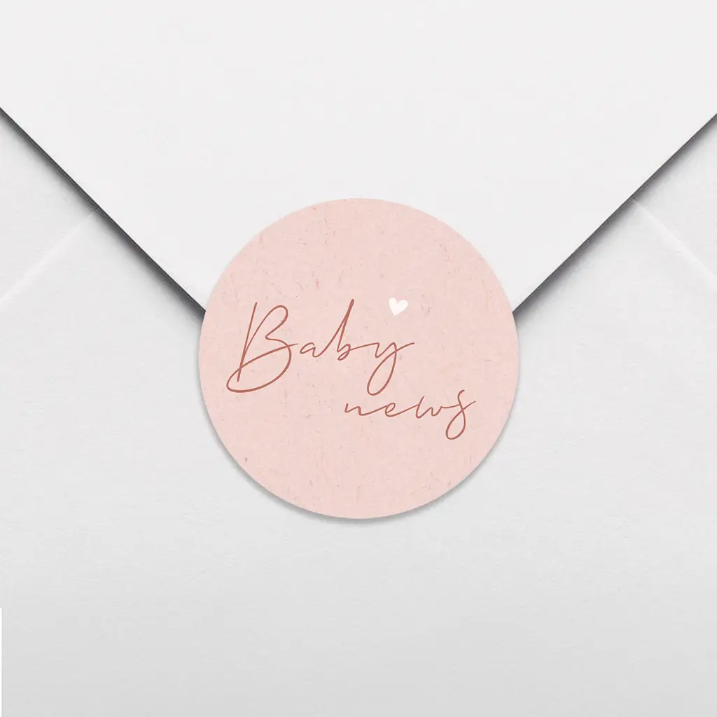 Roze sluitzegel eco-look met baby news - per vel