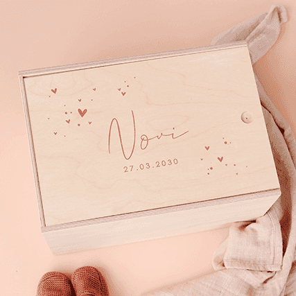 Presentatiedoos met naam en hartjes