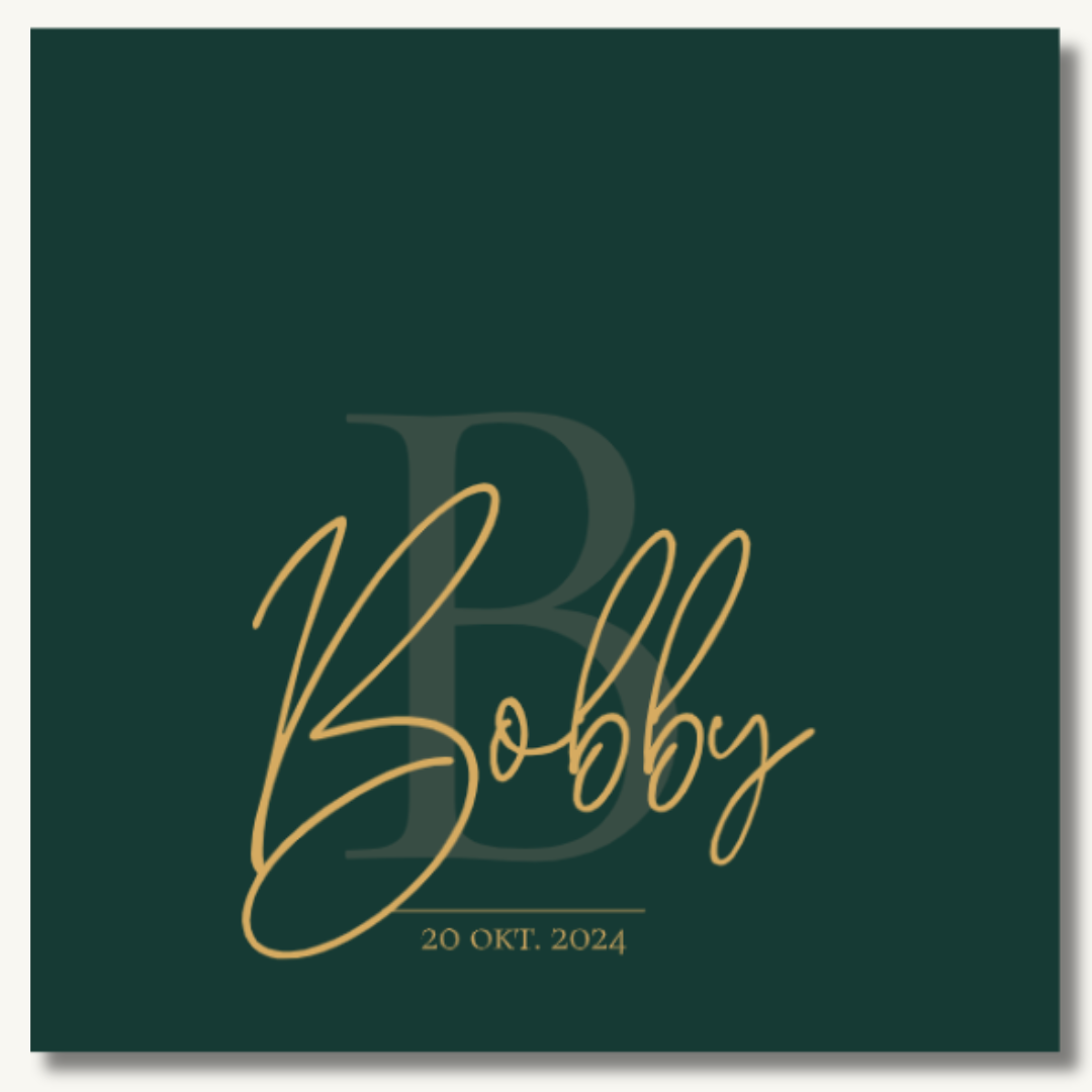 Kraambezoekboek diepgroen met initiaal