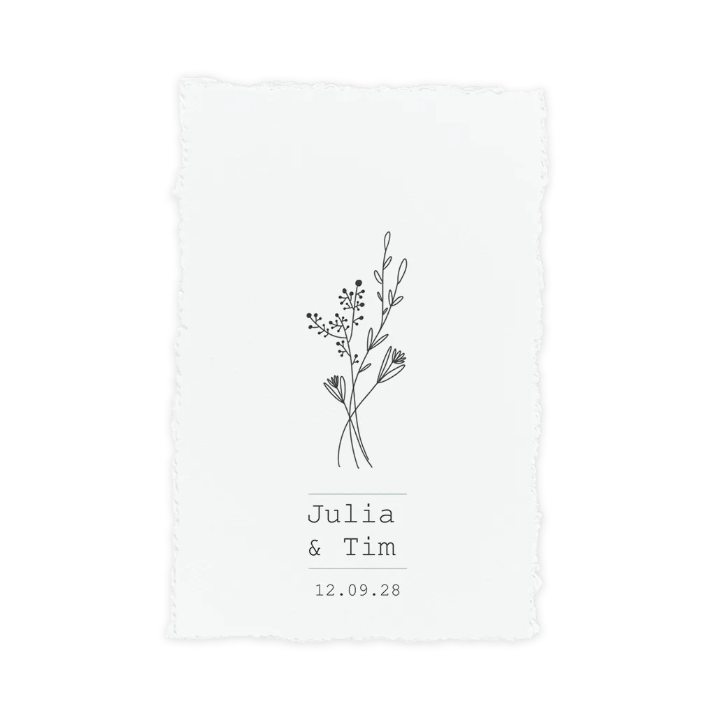 Schlichte Hochzeitskarte in Schwarz Weiß Büttenpapier-Look (DIY*)