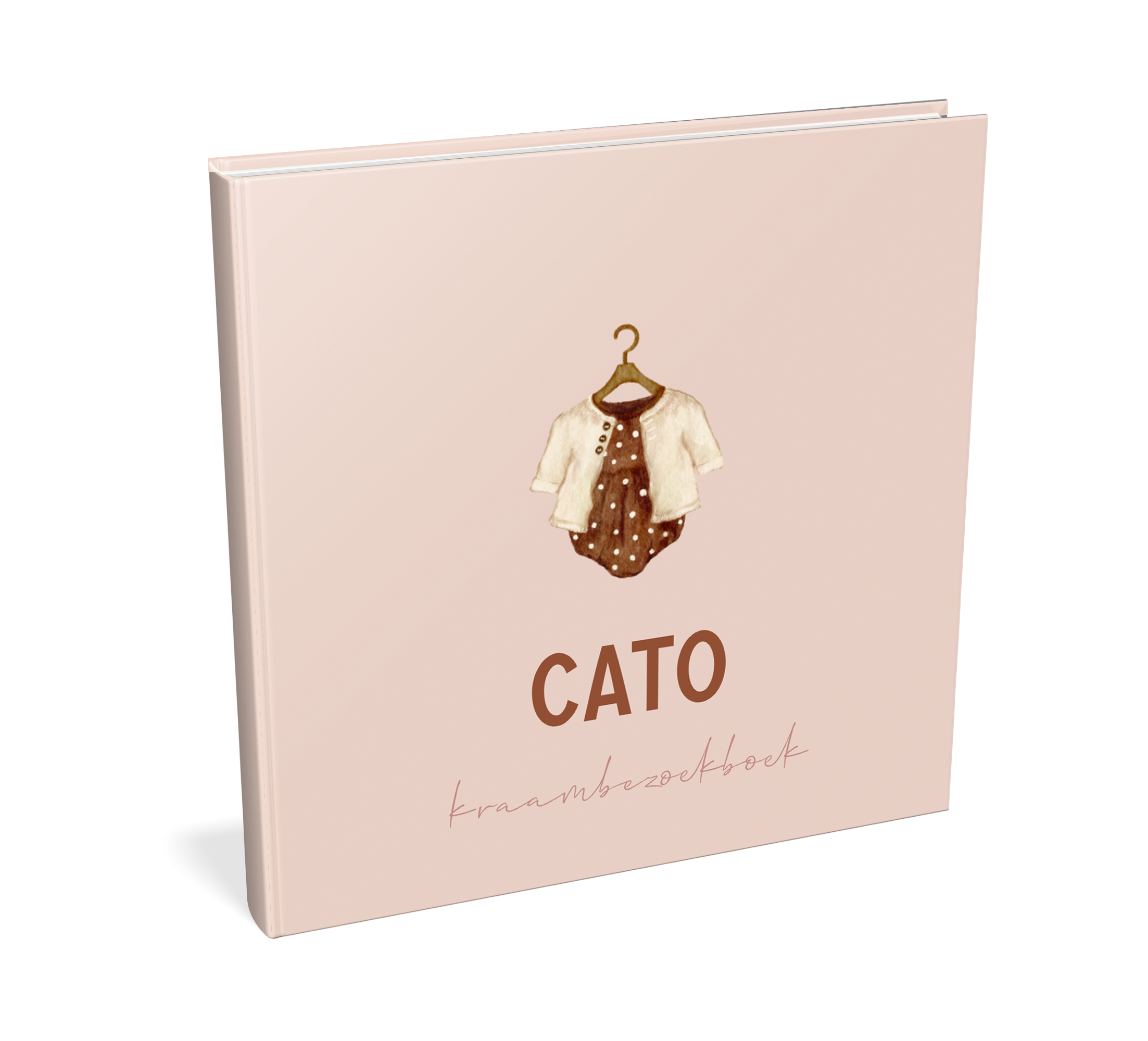 Kraambezoekboek roze met babykleertjes en naam