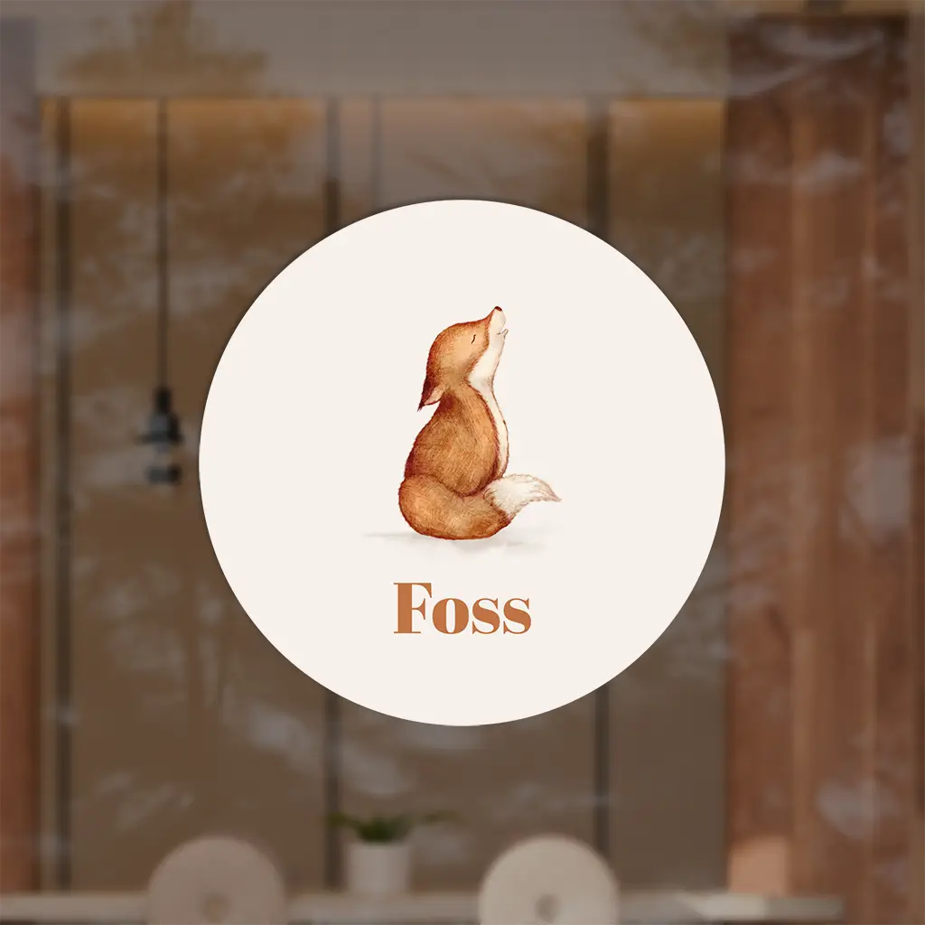Raamsticker met illustratie vosje en naam