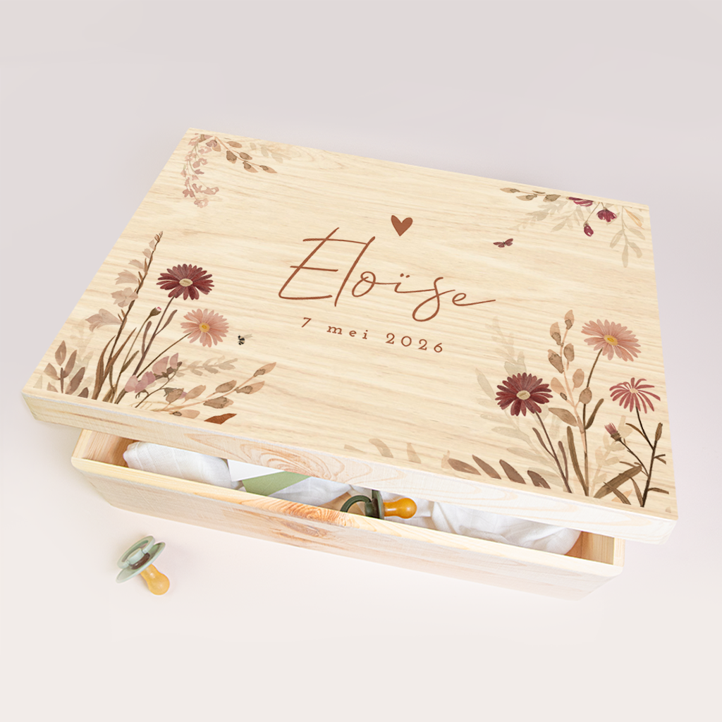 Memory box baby met veldbloemen