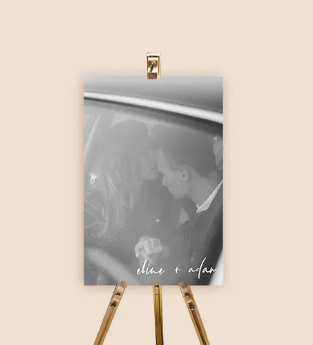 Vintage welkomstbord met zwart-wit foto