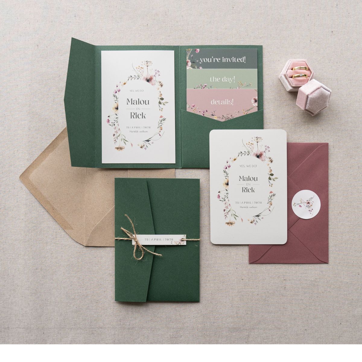 Romantische pocketfold met bloemen