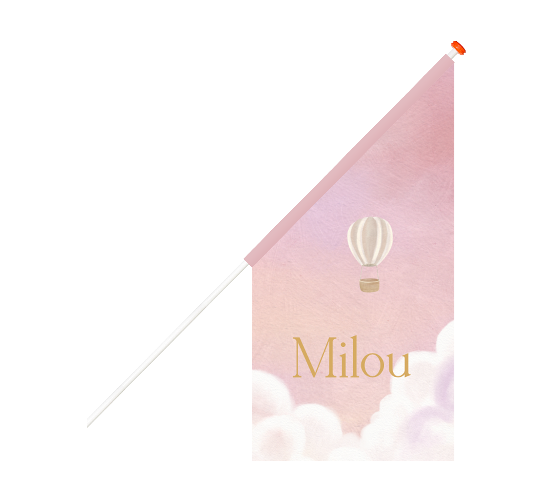 Geboortevlag roze met wolkjes en luchtballon