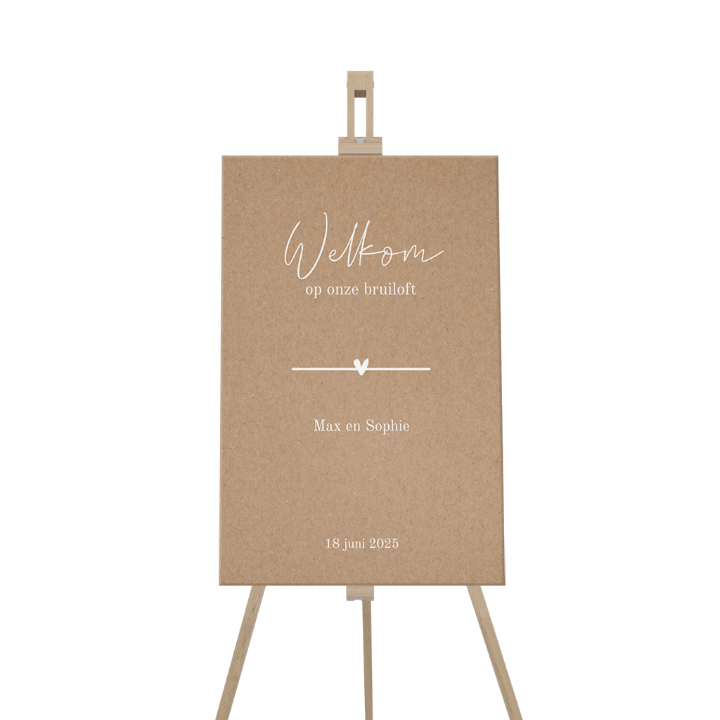 Welkomstbord kraftlook met witte letters