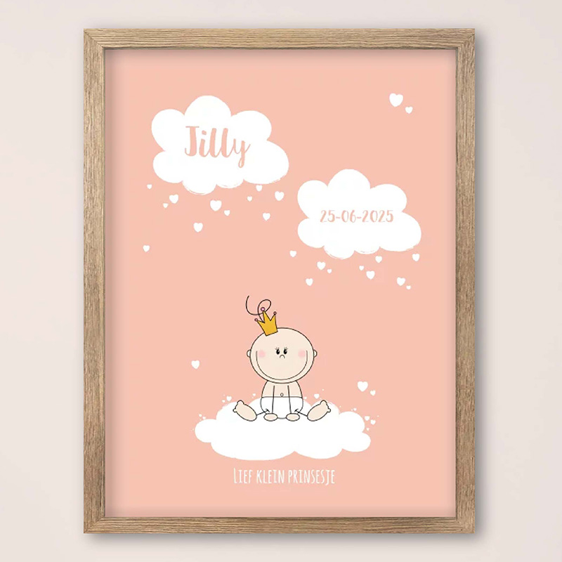 Babykamer poster prinsesje in de wolken