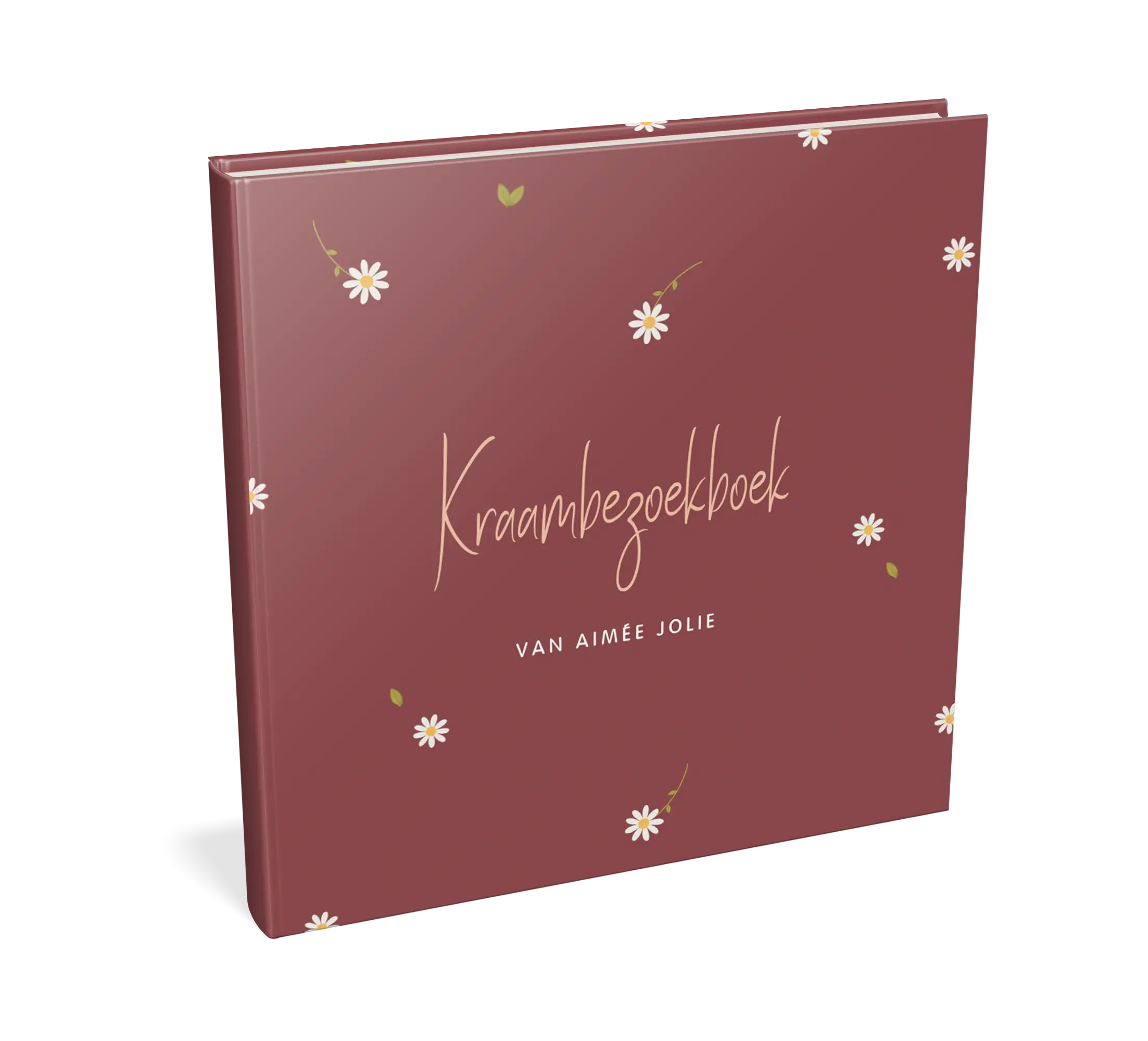 Kraambezoekboek rood met madeliefjes