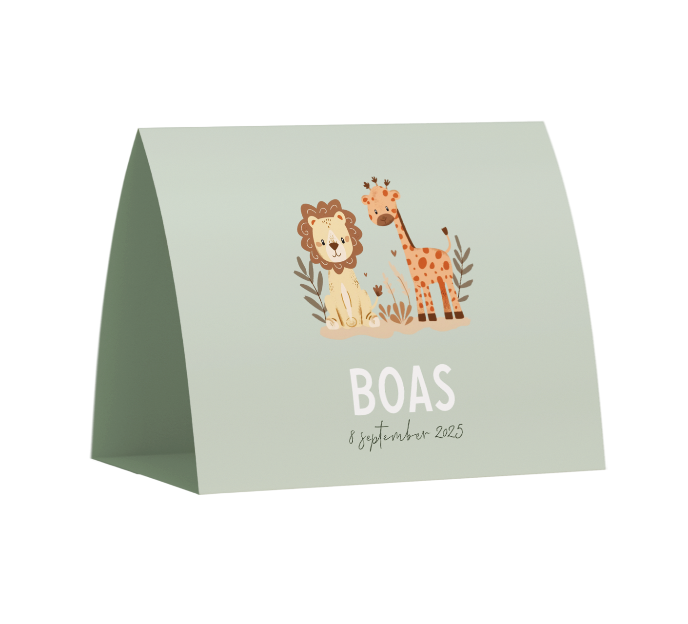 Tentkaart liggend groen met jungledieren