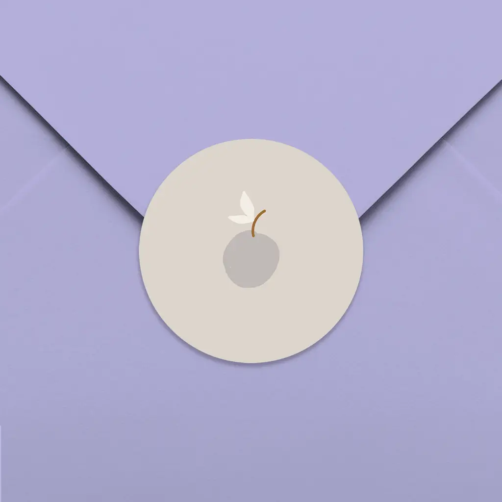 Zandkleurige sluitsticker met illustratie appeltje - per 25 stuks