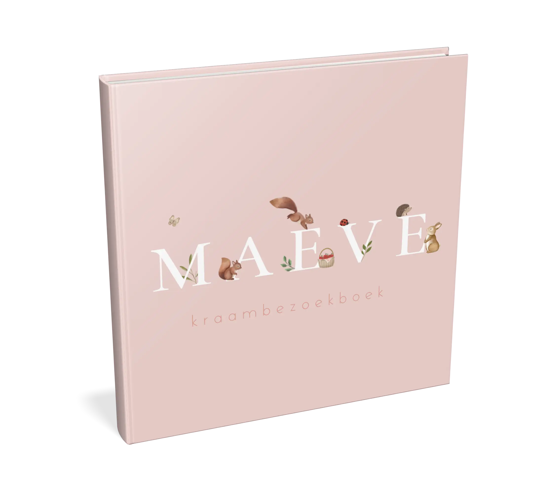 Lief kraambezoekboek roze met bosdieren - met invulpagina's