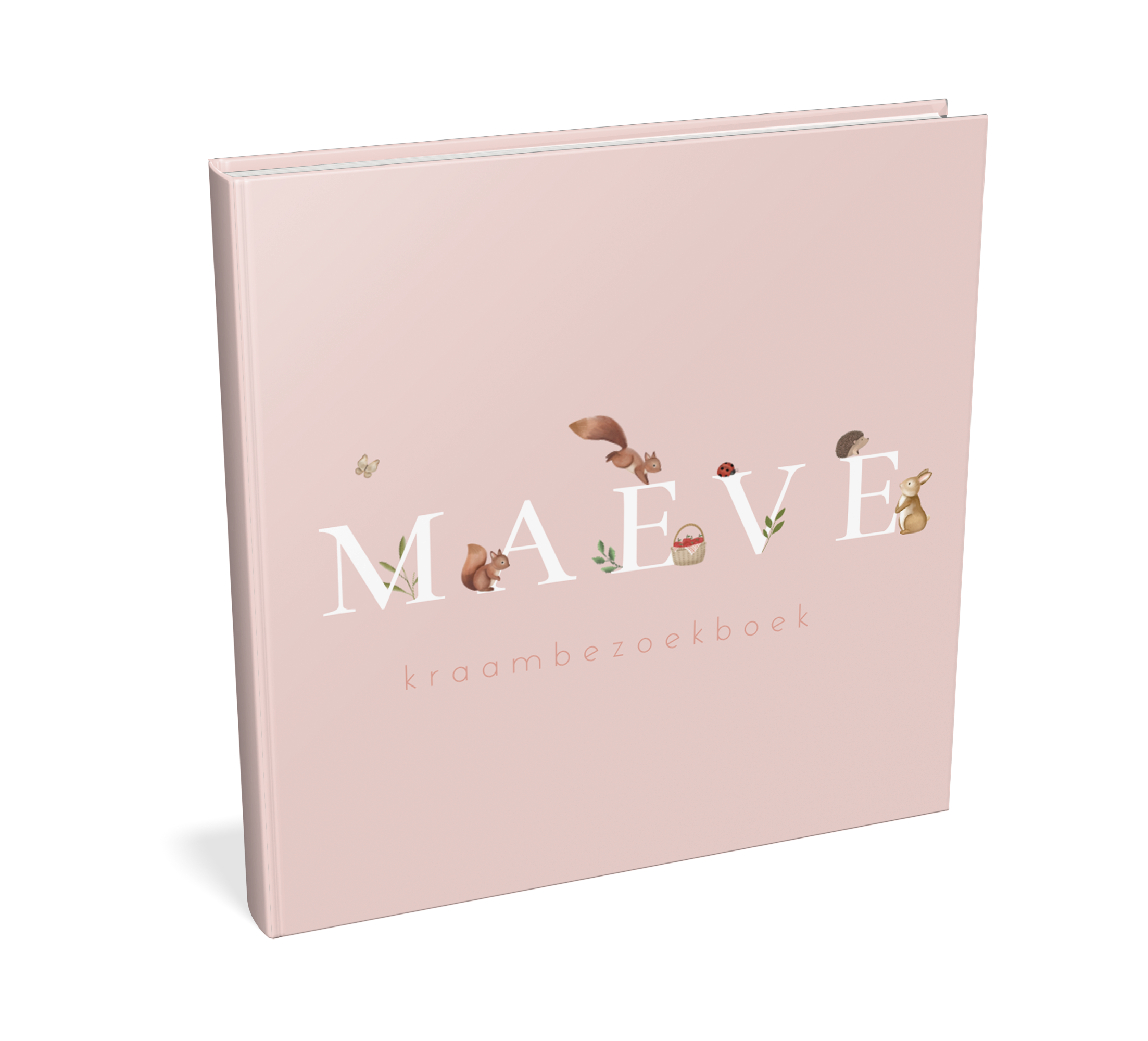 Lief kraambezoekboek roze met bosdieren